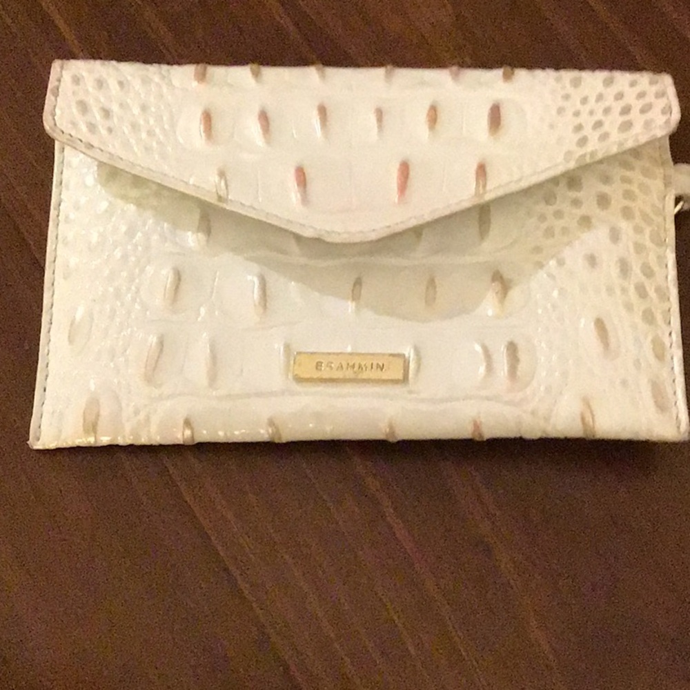 Elegant White Crocodile Embossed Clutch